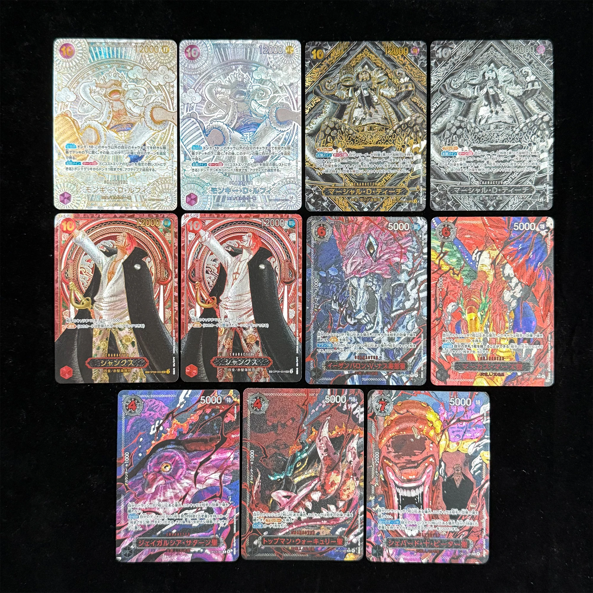 Tarjeta OPCG de Anime de una pieza, réplica de cómics de cinco ancianos, Luffy Shanks, juego de Barbanegra, tarjeta de colección de Anime, versión japonesa en inglés