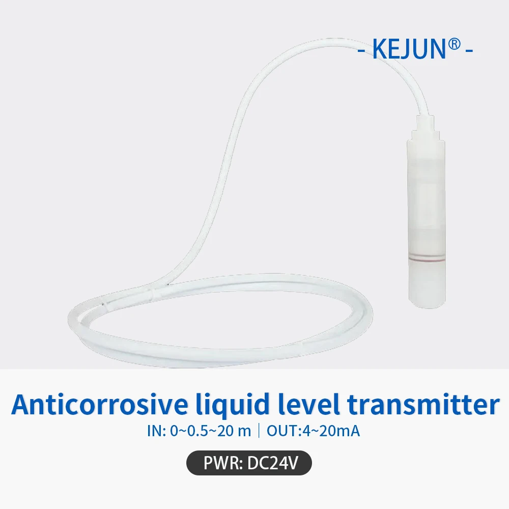 

PTFE Anti-corrosion Submersible Pressure Level Transducer Corrosive Liquid Level Sensor for Chemical Liquid Level Transmitter