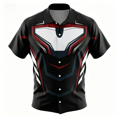 Men's Futurist Technology Armor Printed Hawaiian Shirt Short Sleeve Casual Street Top
