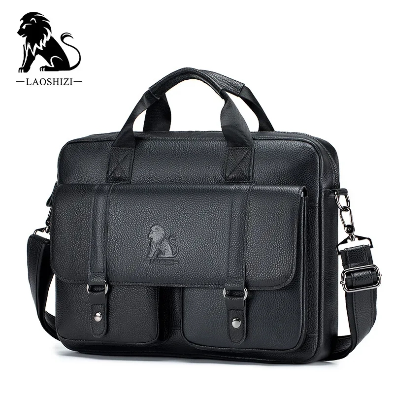 Bolsa de couro 100% genuíno de alto nível, camada superior de couro 13 ", bolsa para laptop masculina, pasta para trabalho, bolsa de viagem de negócios