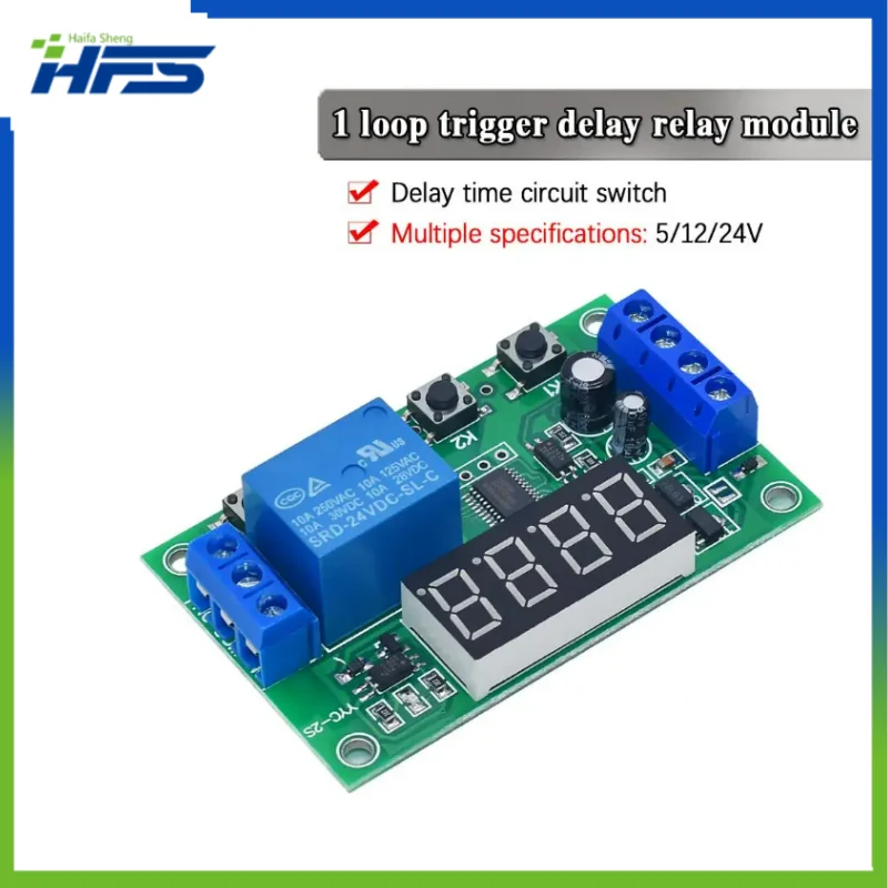 

Programmable Adjustable Delay Time Relay Module, YC-2S, LED Display, Fixed Time Decoupling, Pulse Cycle Power Off Trigger, 5V, 1