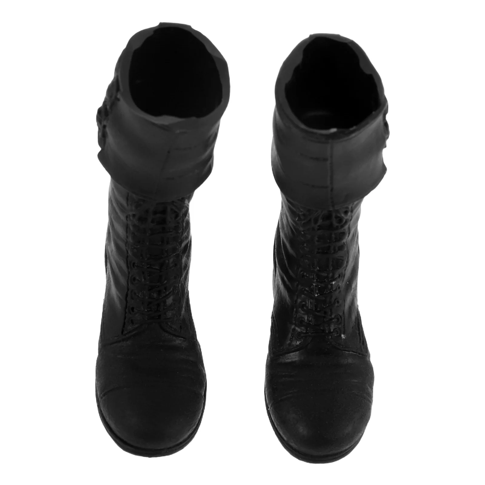 Bottes militaires réalistes, 1 paire, échelle 1/6, pour figurines d'action Bjd, chaussures miniatures, accessoires de déguisement, bottes noires d'action