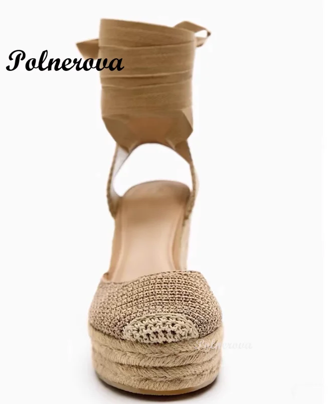 

Wedges Platform Sandals Espadrilles Ankle Lace Up Women Shoes Novelty Designer Elegant Ladies Party Heels Zapatos Para Mujere