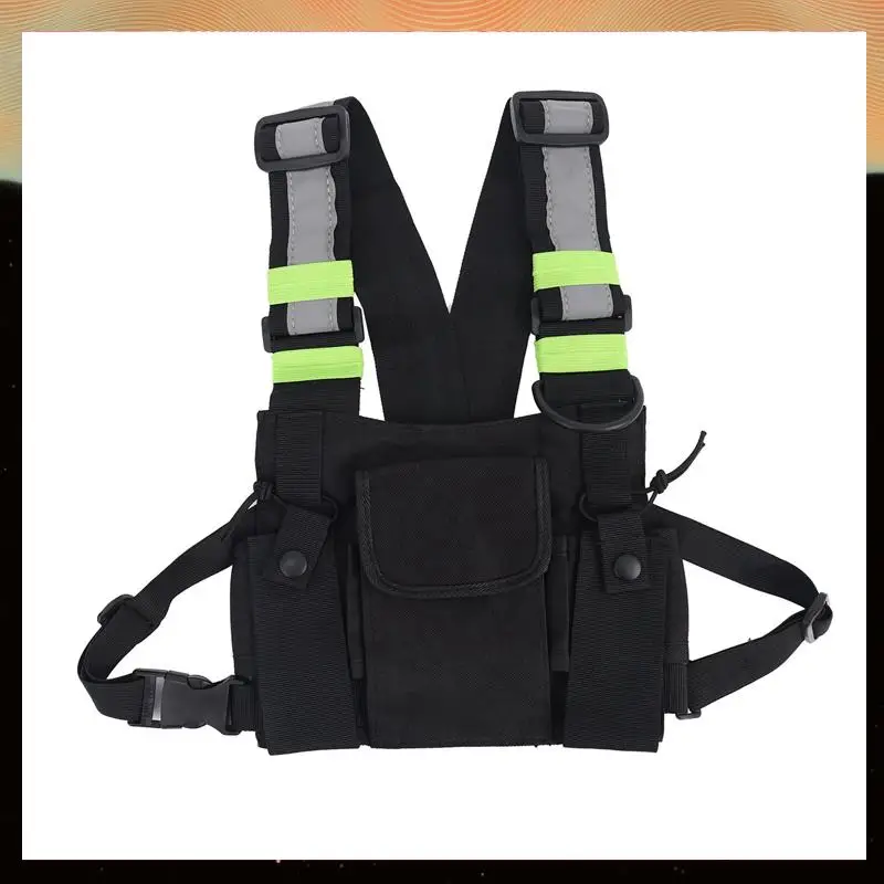 

8X Radios Pocket Radio Chest Harness Chest Front Pack Pouch Holster Vest Rig Carry Case For 2 Way Radio Walkie Talkie-Y05A