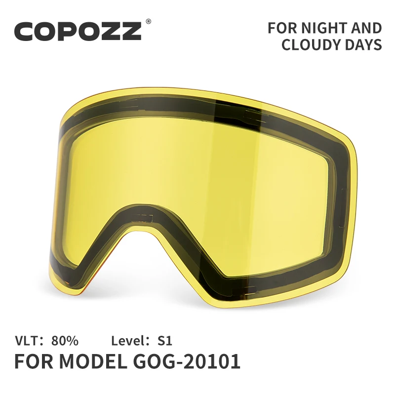 Replacement Ski Goggles Lenses Lens For COPOZZ Model-20101 Anti-fog UV400 Ski Glasses Snowboard Eyewear Lenses (Lens Only)