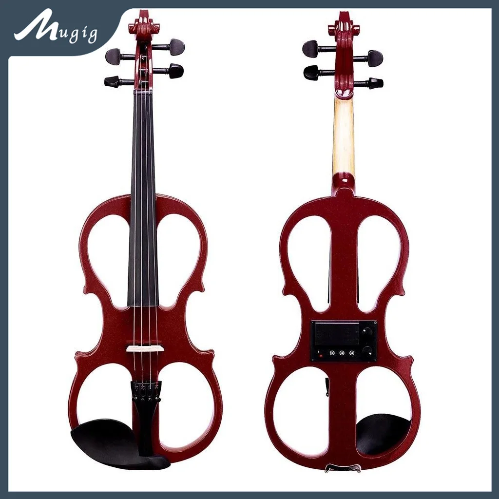 

Electric Violin 4/4 Full Size Silent Electric Violin Kit For Beginners Adults Solid Wood Electric Silent Fiddle Starter Set-Red