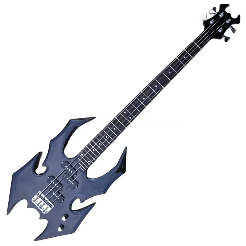 Wholesale Electric Bass Guitar Unusual Shape 4 Strings Black Bass Guitar