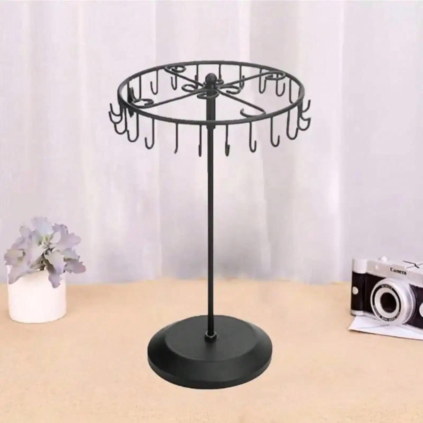 Rotating Necklace Stand Jewelry Storage Display Stand 14inch With 23 Hooks Black Short Style Black Size 8.275. 913.8inch Necklace Stand Jewelry Tower