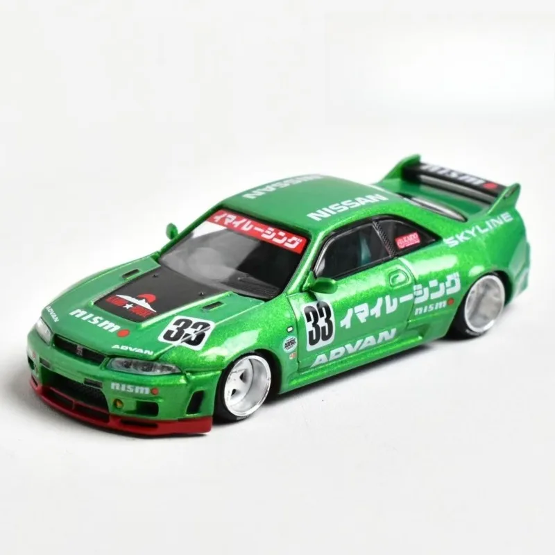 KAIDO HUIS MINIGT1/64 Skyline GTR R33 Legering Motorvoertuig Speelgoed spuitgieten Metalen Model Collectie Jongen Kerstcadeaus