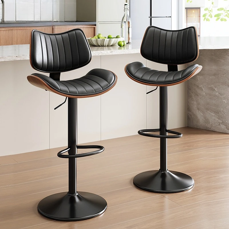 PYH light luxury high-end lift bar chair home backrest rotating bar chair high stool dining chair