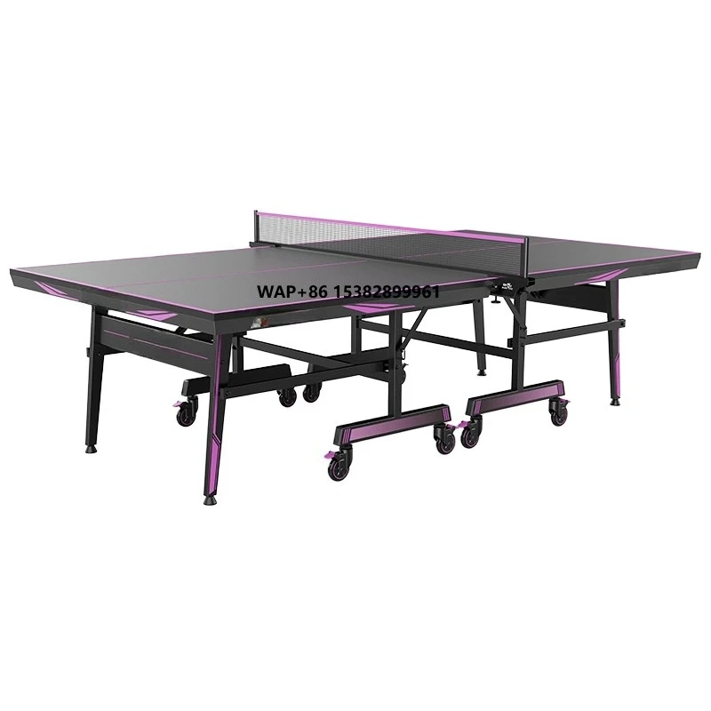 

Double Fish 2032 Indoor Foldable Mobile Table Tennis Table 25mm Blue Panel Standard Size Arc-shaped Frame Four Violet Silent