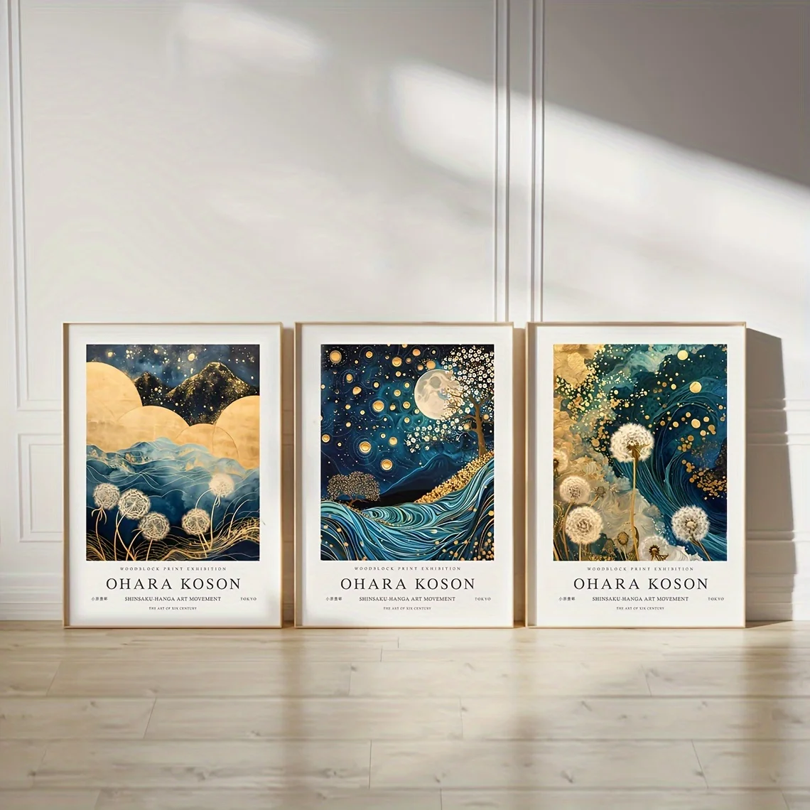 1/3 Uds Japón OHARA KOSON planta paisaje lienzo impresión montaña vista nocturna pared arte cartel para sala de estar moderna decoración del hogar