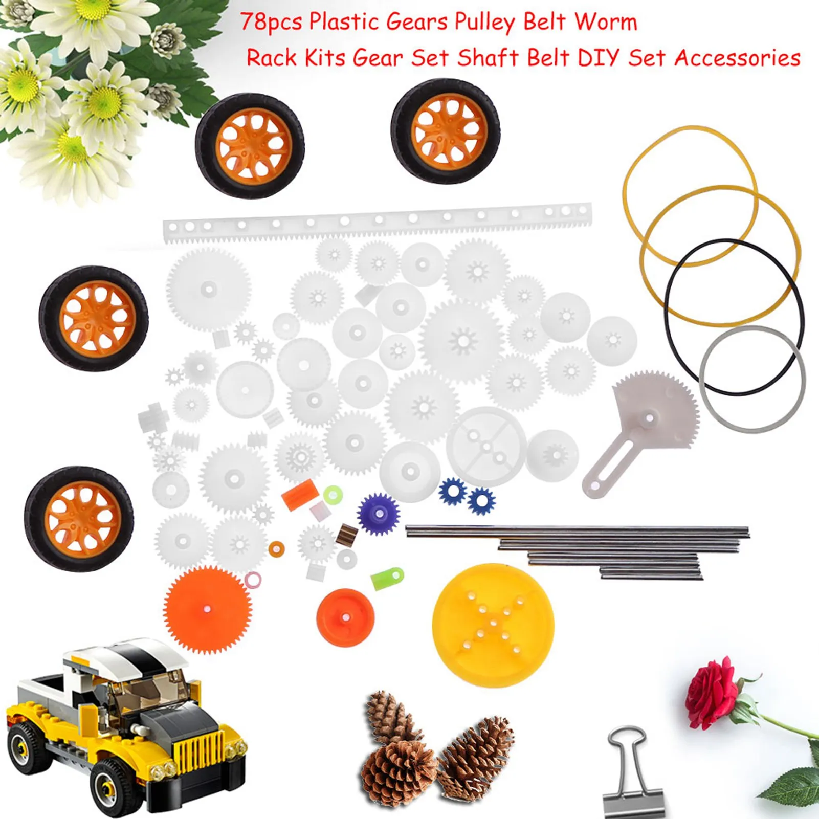 Plastic Gears Kit Plastic Gears Pulley Belt Worm Rack Kits Gear Set Shaft Belt DIY Set Accessories