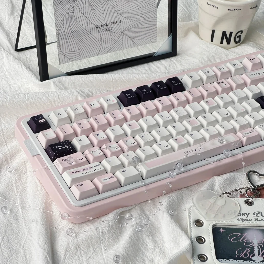 

MAIMOOO Utopia Keycap Cherry Profile Simple Black Pink Original Keycaps PBT Thermal Sublimation Custom Mechanical Keyboard Caps