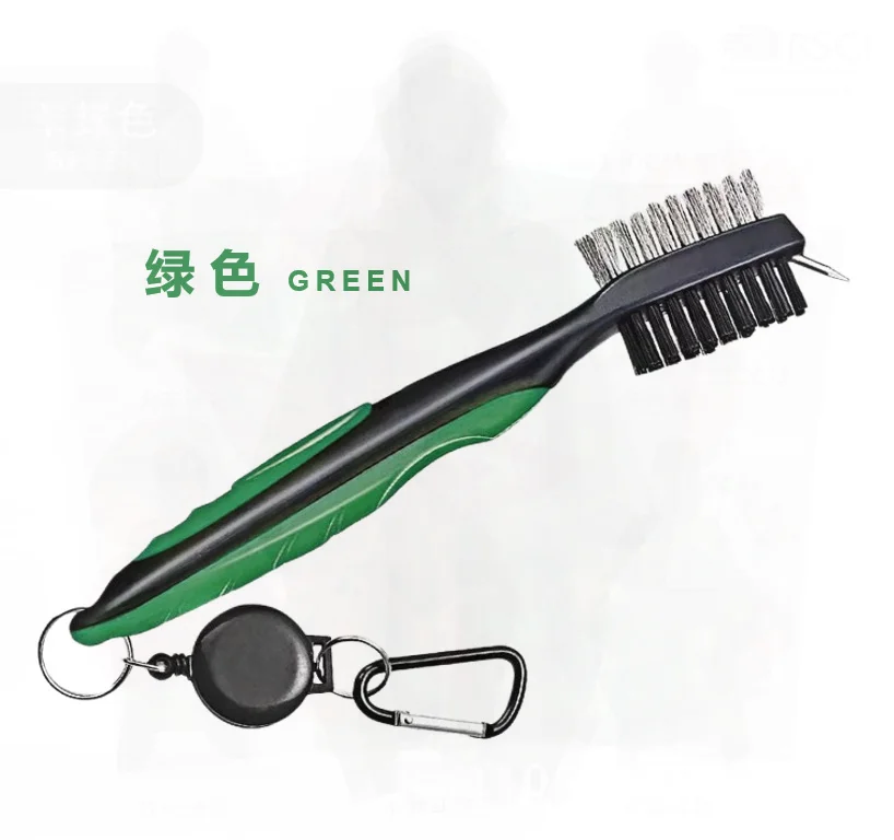 

Двусторонняя щетка для чистки гольфа, щетка для клюшки из нейлоновой стальной проволоки для аксессуаров для гольфа, принадлежности для гольфа, средство для удаления меховых шариков, черный, синий