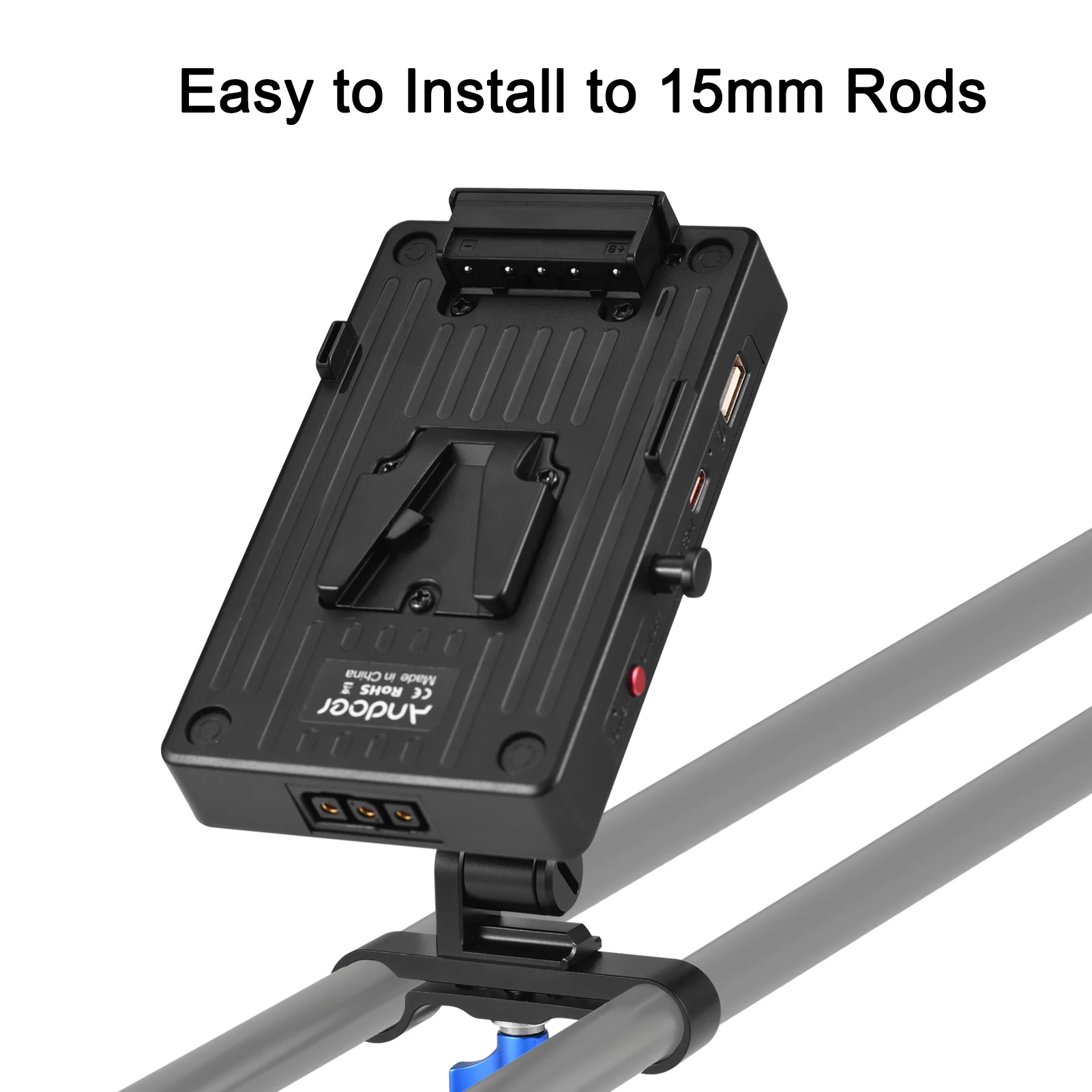 Andoer V Mount Battery Plate V Lock Battery Adapter 65W PD Fast Charging DC Outputs D-Tap Output for Canon Sony DSLR Camera