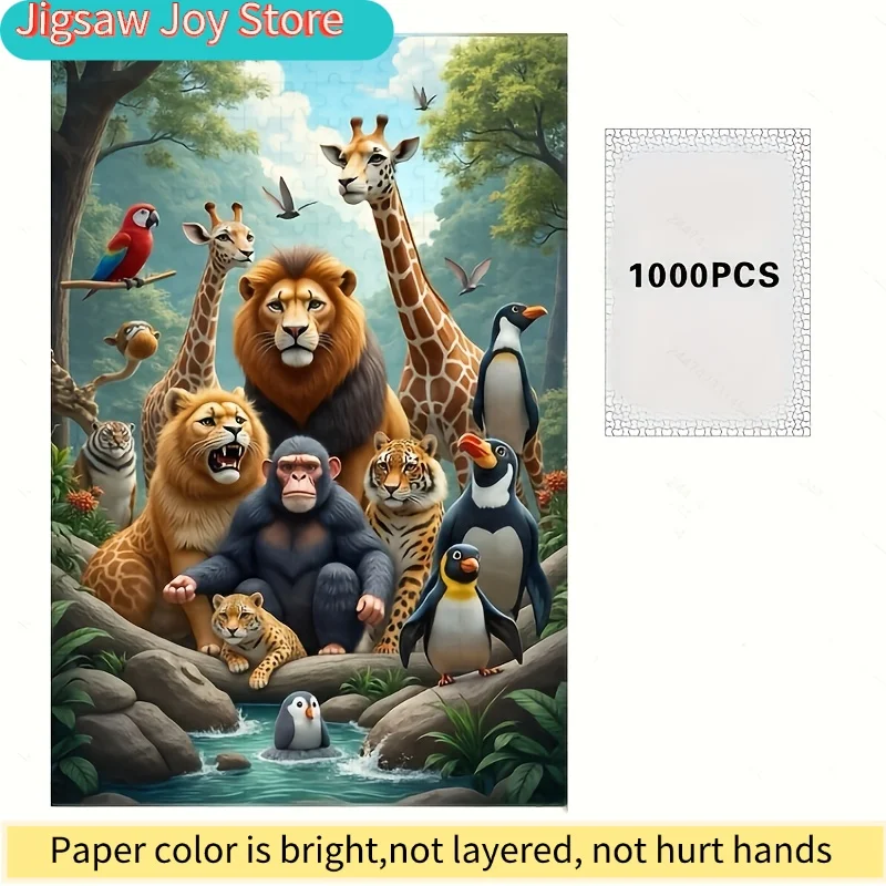 

Пазл «Царство животных» (1000 элементов)/Высокое качество/Толстые и прочные детали без швов/Развивает терпение и концентрацию/Занимательное средство для снятия стресса