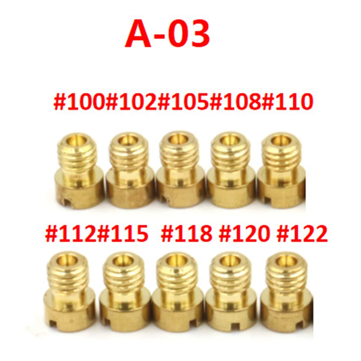 10PCS Carburetor Measuring Hole Nozzle for Main Spray Scooter Bucket PE24/26/27/30 Halma CG-125 Nibi A-03:100-122 Tip