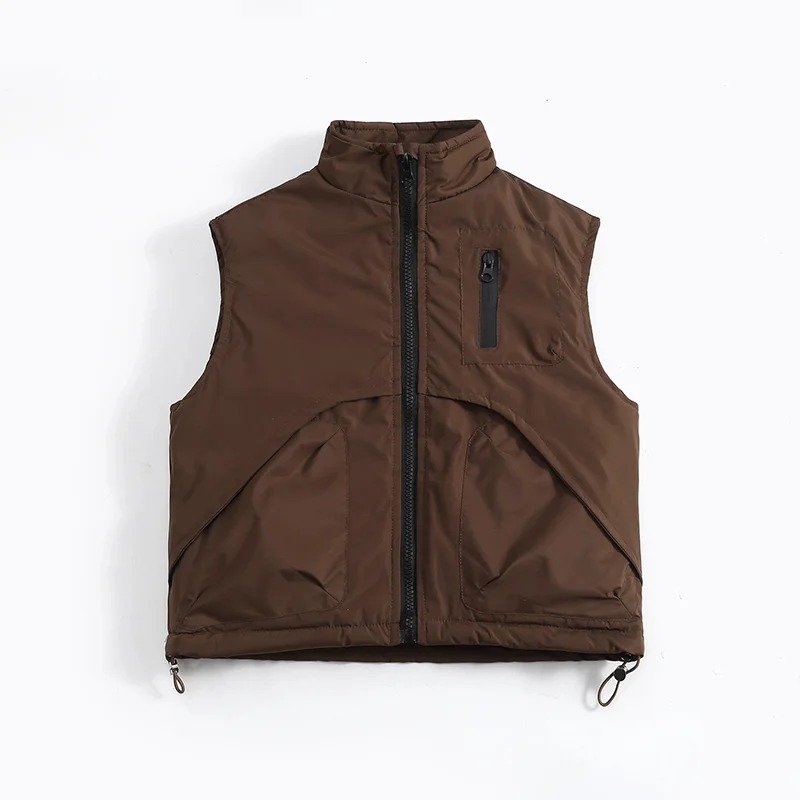 Autumn Winter Fashion Boys Vest Solid Color Thick Warm Stand Collar Zipper Waistcoat For 3-10 Years Kids Cotton Down Jacket