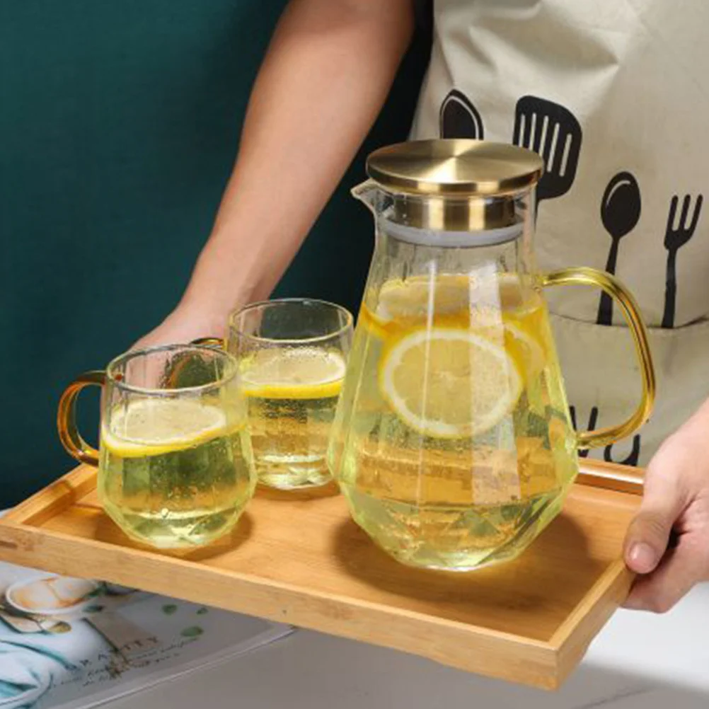 

Glass Cold Water Pitcher Large Capacity Heat Resistant Beverage Kettle Lid Spout Household Kitchen Supply