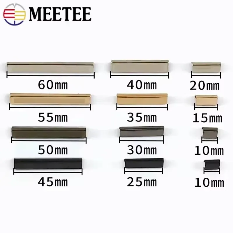 10Pcs Meetee 10-60mm Metal Tail Clip Buckle Bag Strap Webbing End Stopper Clasp Clothes Belt Hook DIY Leather Crafts Accessories