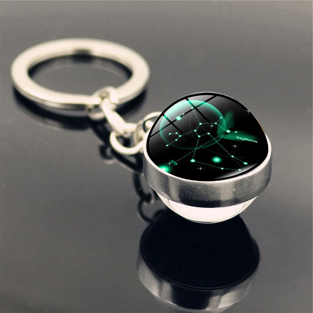 Birthday Gift Libra Scorpio Leo Jewelry Glass Ball 12 Constellation Keychain Zodiac Keychain Key Rings image 2