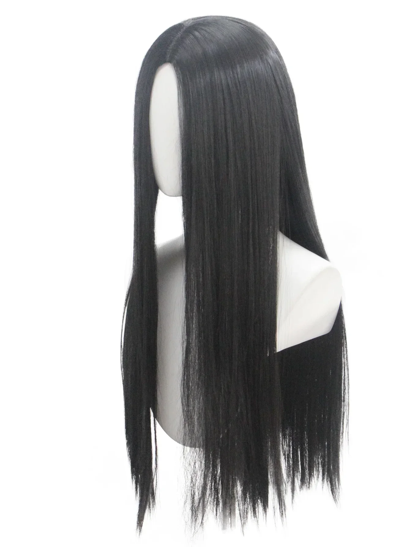 the Addams Family Movie Character Black Long Straight Synthetic Wig for Halloween Cosplay Wig Fit for Movie Show