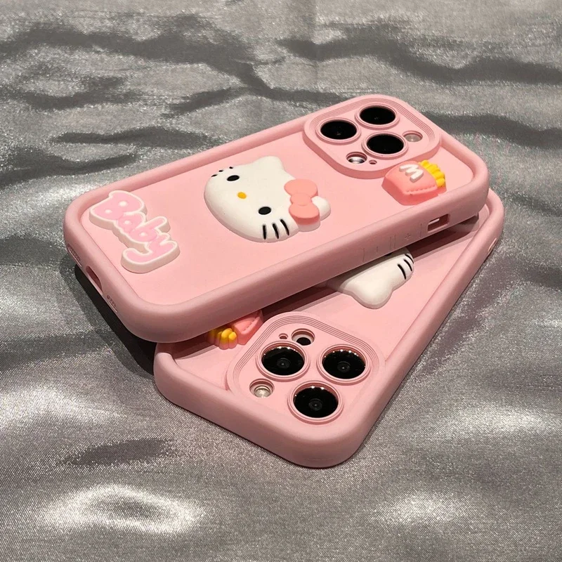 

Sanrio Hello Kitty Plain Multistep Soft TPU Phone Case for IPhone 14 Plus 13 Pro 12 Mini 11 15 Pro Max X XS Max XR 7 8 Plus SE