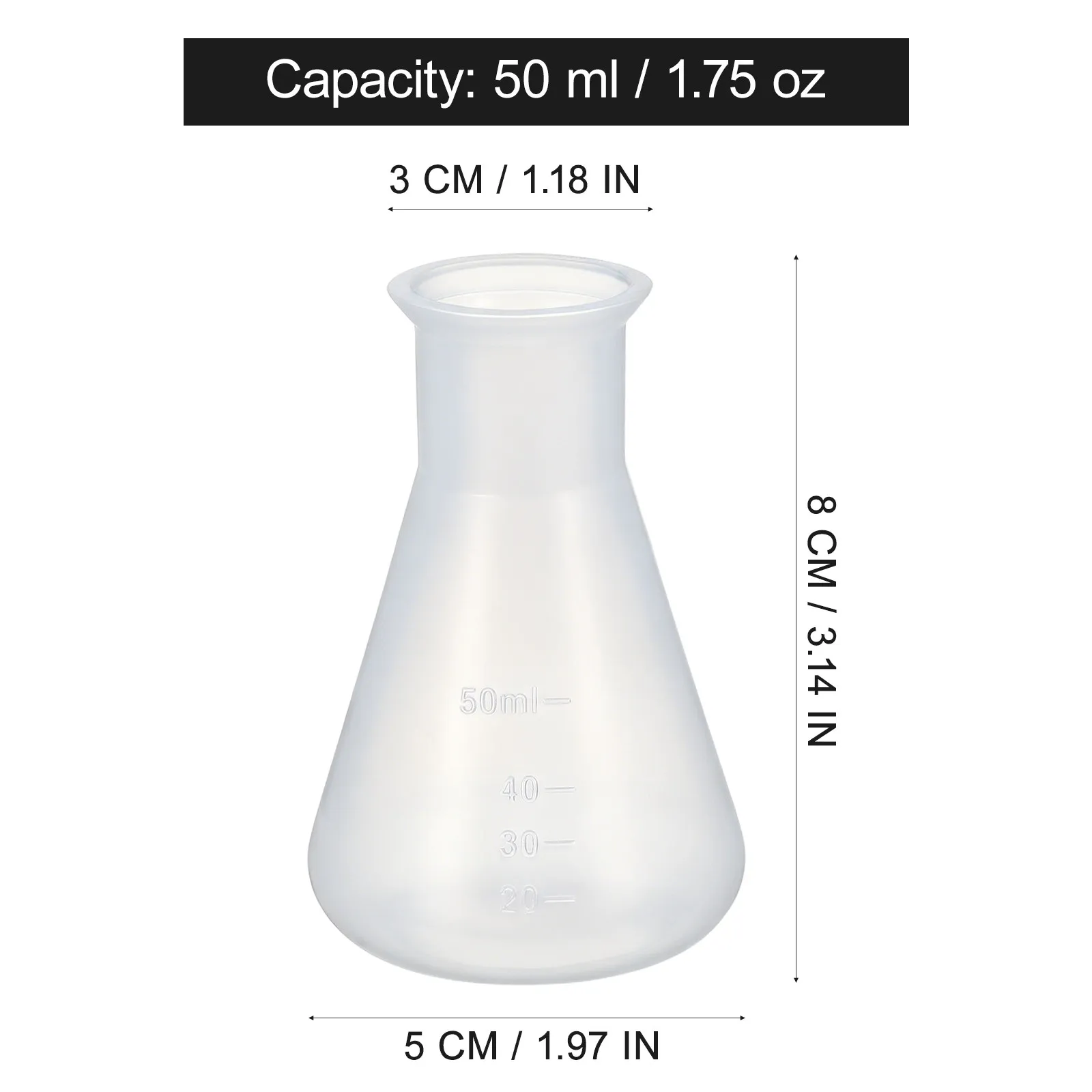 6Pcs Plastic Conical Flask Accurate Scale 50Ml Erlenmeyer Flask Experiment Use Laboratory Chemistry Research Tools