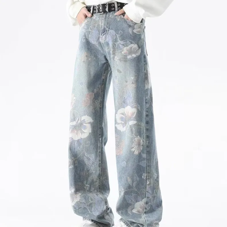 

Y2K Американские тонкие свободные женские джинсы Модные уличные простые базовые женские джинсы с высокой талией Шикарно повседневные прямые брюки женские