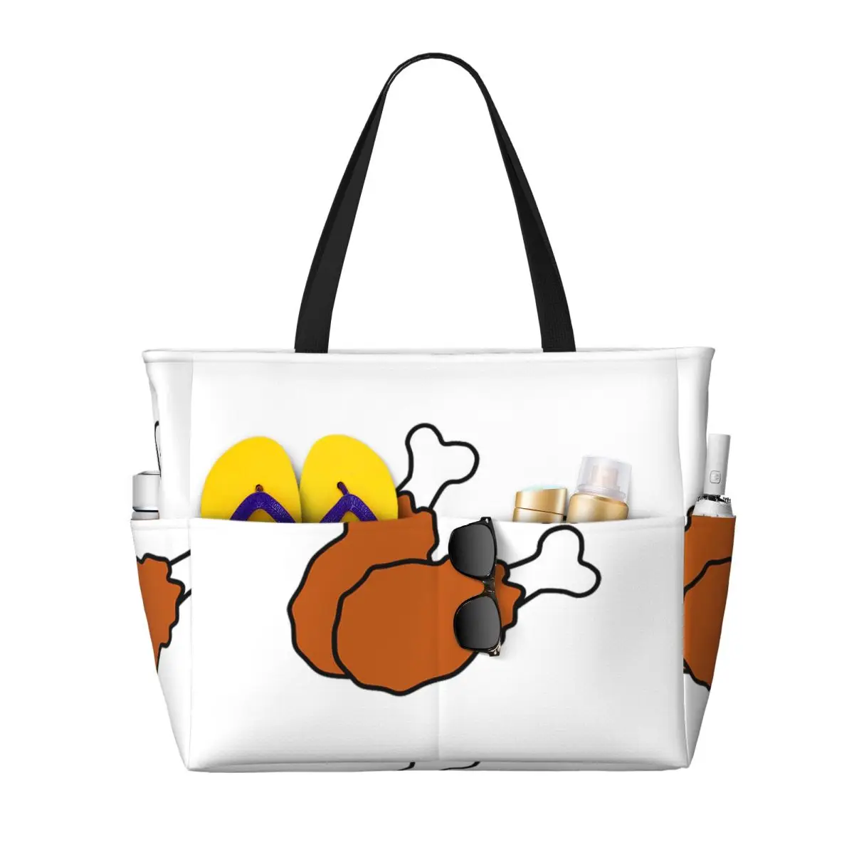 

Cute Fried Chicken Legs Beach Tote Bag Sport Gym Yoga Duffle Large Tote Bag Women Travel Bag Fitness bag