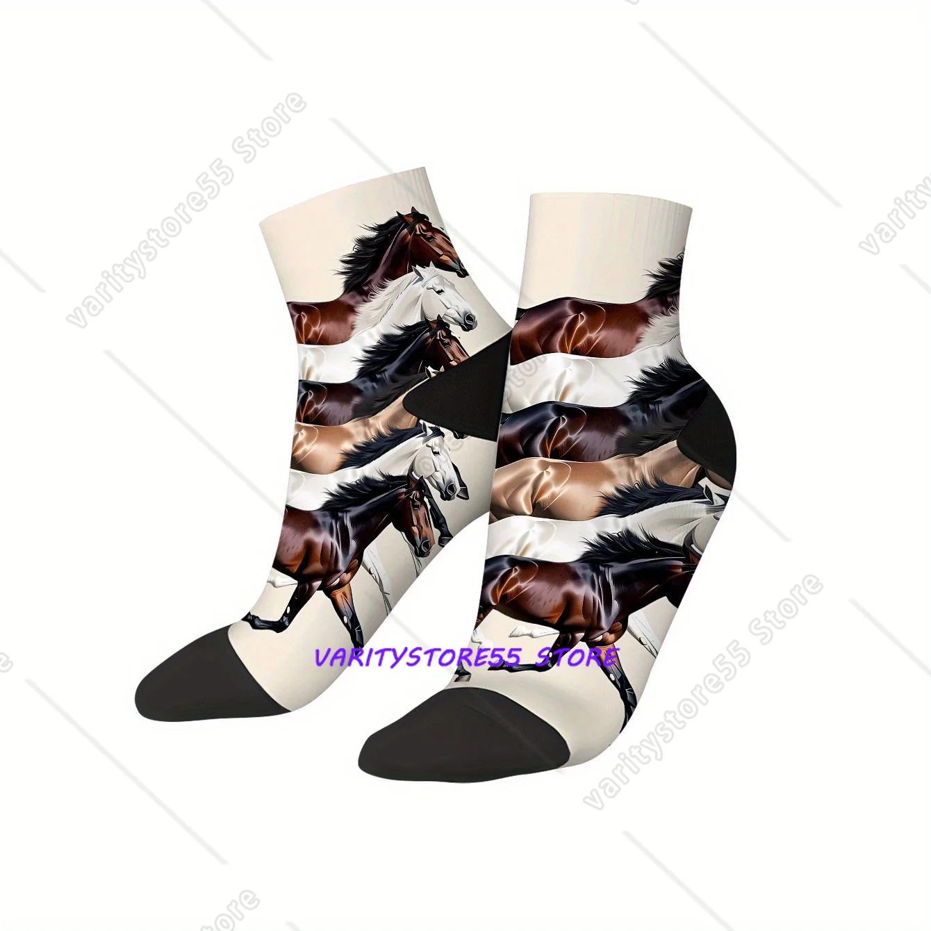 

Милые носки с изображением лошади в стиле Харадзюку, впитывающие пот, всесезонные носки, аксессуары для мужчин и женщин, подарки