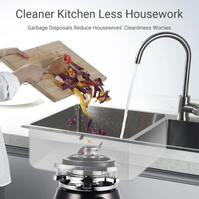 220V 560W Food Garbage Disposal Stainless Steel Crusher Waste Disposer for Residue Processor Air Switch Easy Install
