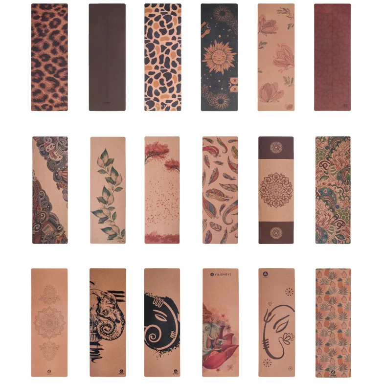 Cork printed yoga mat, natural rubber yoga mat, non-slip and wear-resistant fitness floor mat