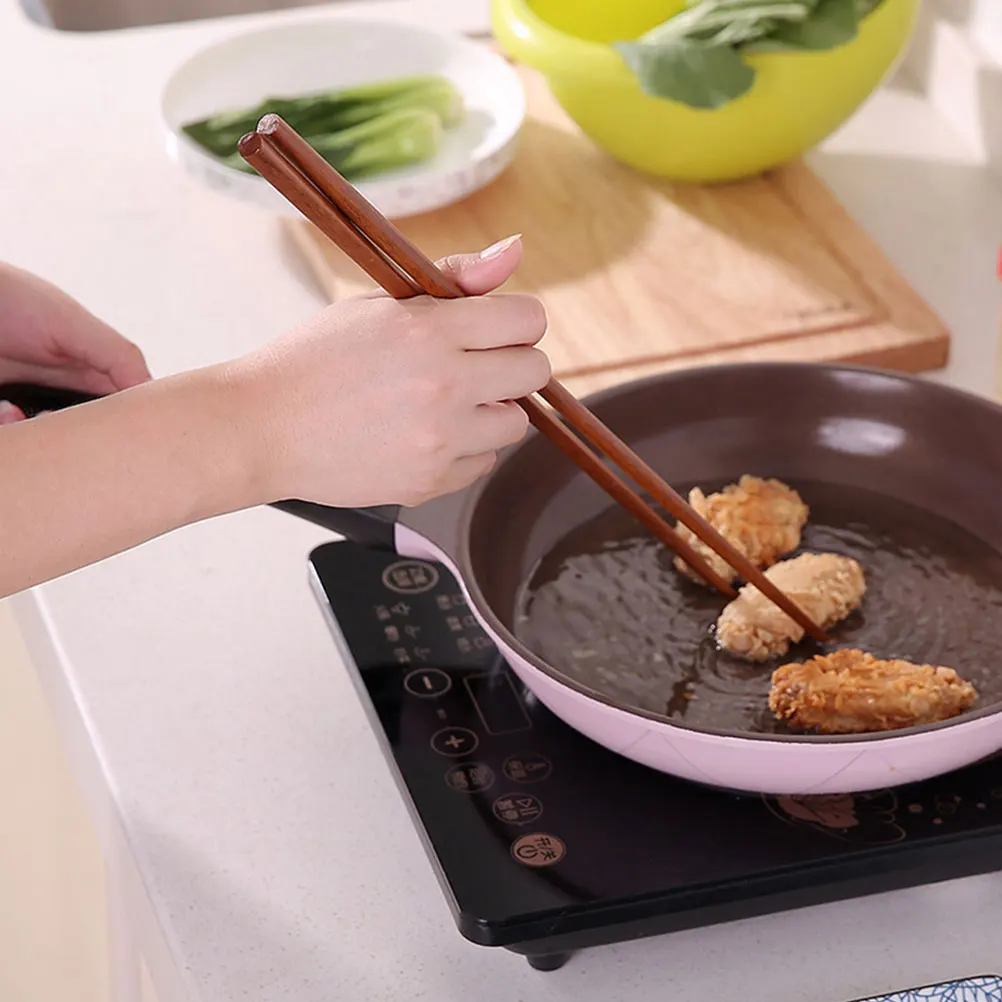 

1 Pair 32Cm Extra Long Red Sandalwood Hot Pot Chopsticks Wooden Cooking Frying Bbq Reusable Kitchen Chopsticks