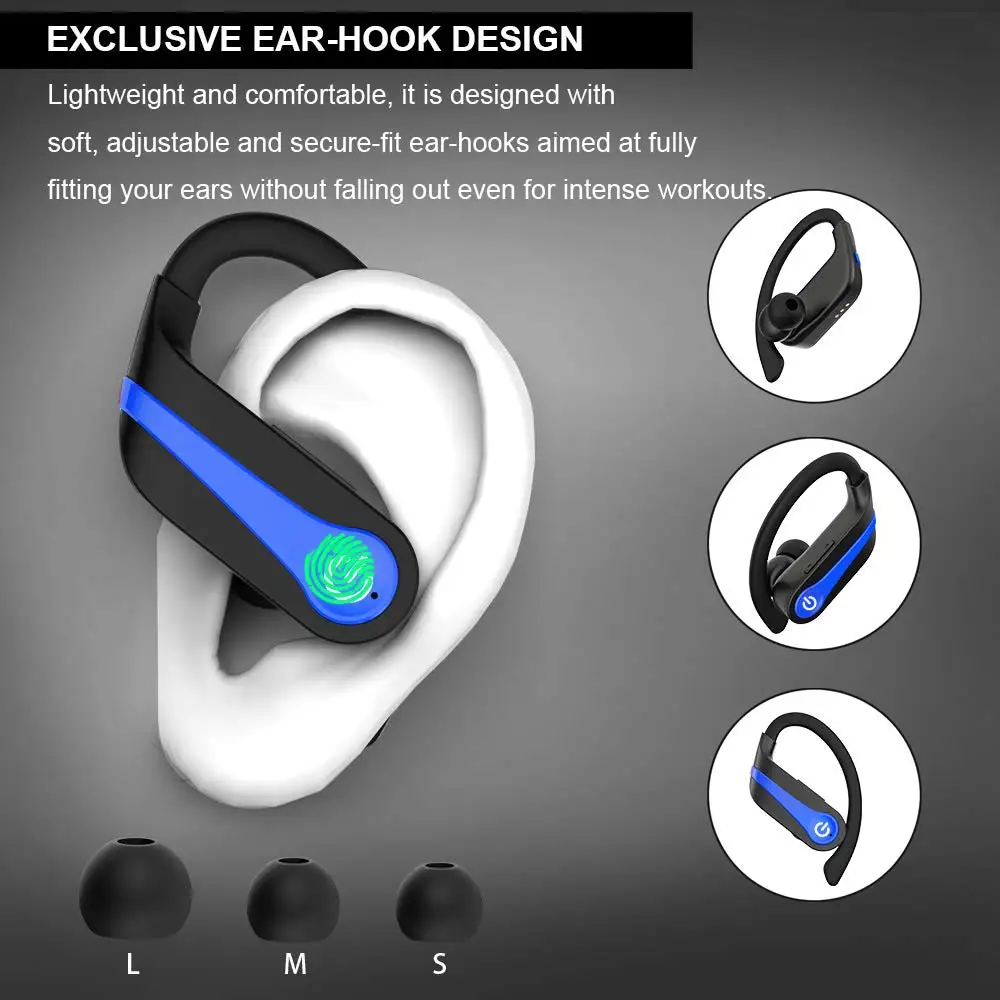 40H Wireless Earbuds Bluetooth 5.1 Headphones Sports Earphones Noise Cancelling Deep Bass Earhooks Headset for Running