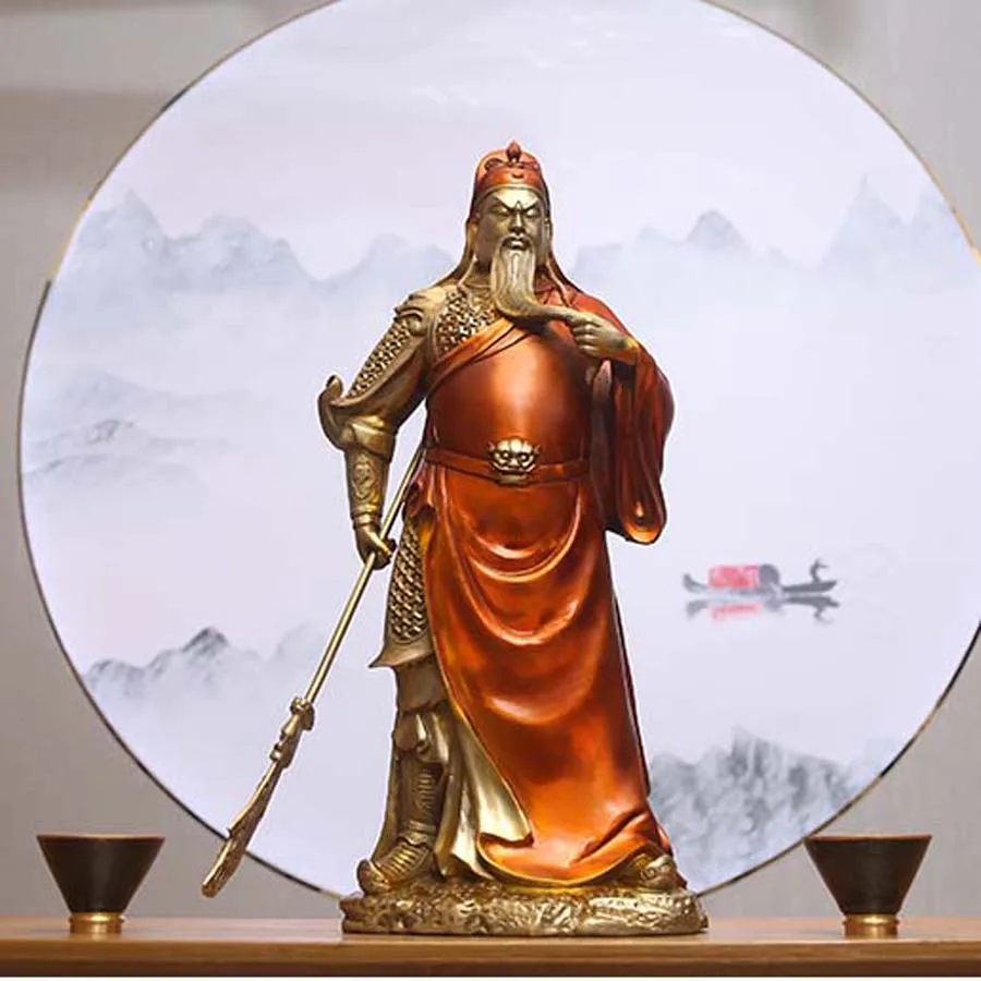 

high grade Ornament 48CM Company home Porch lobby thriving business Money Good luck God of wealth GUAN GONG brass Sculpture