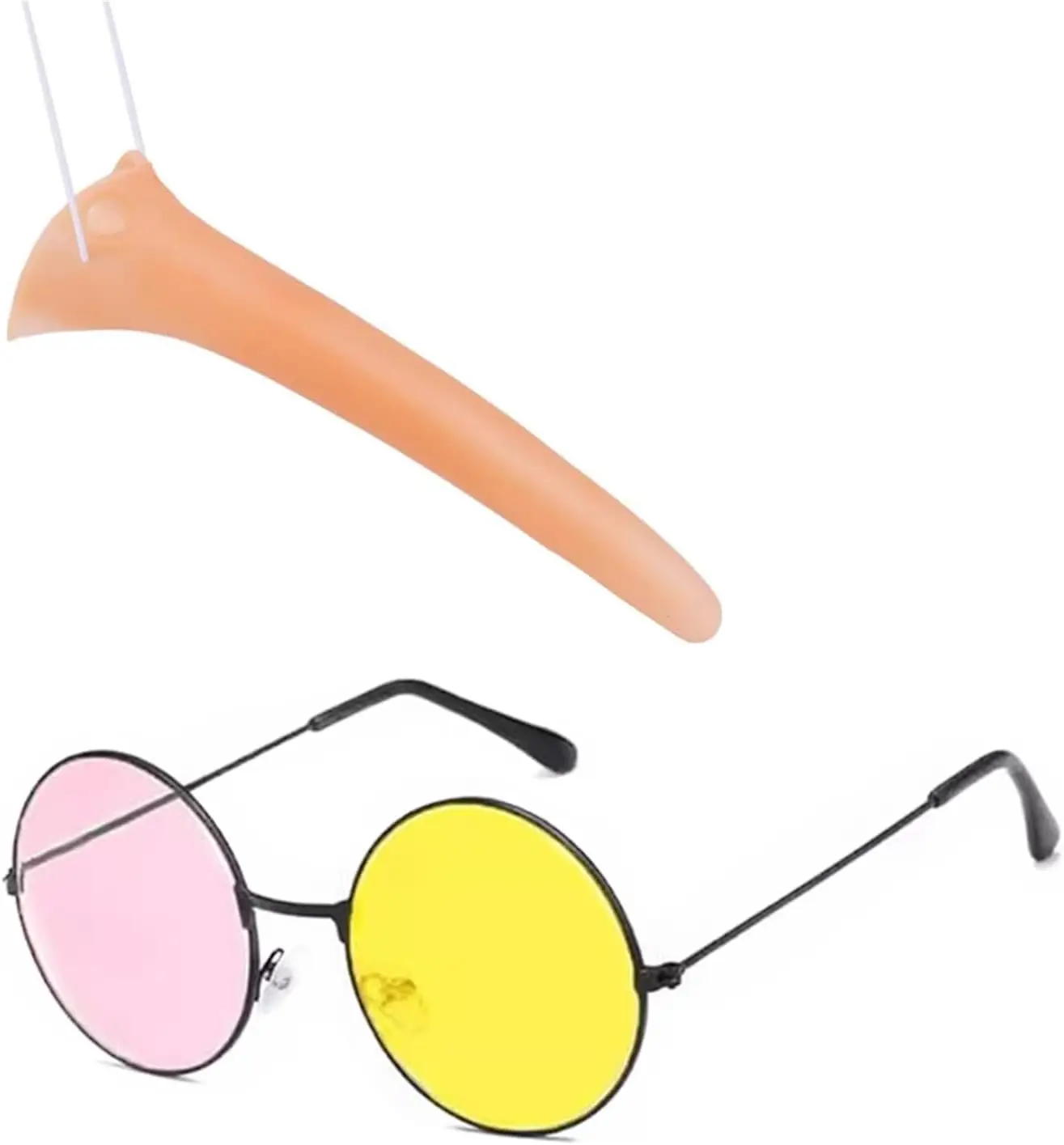 Suitable for Spamton Glasses Pink Yellow Lenses Prop Costume Long Nose Costume Set Cosplay Halloween