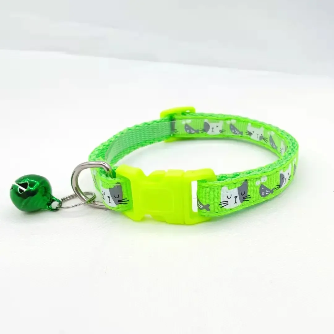 New Adjustable Pet Collar Safety Buckle Cat Collar Cat Print Patch Necklace Dog Cat Holiday Party Lost Pet Supplies