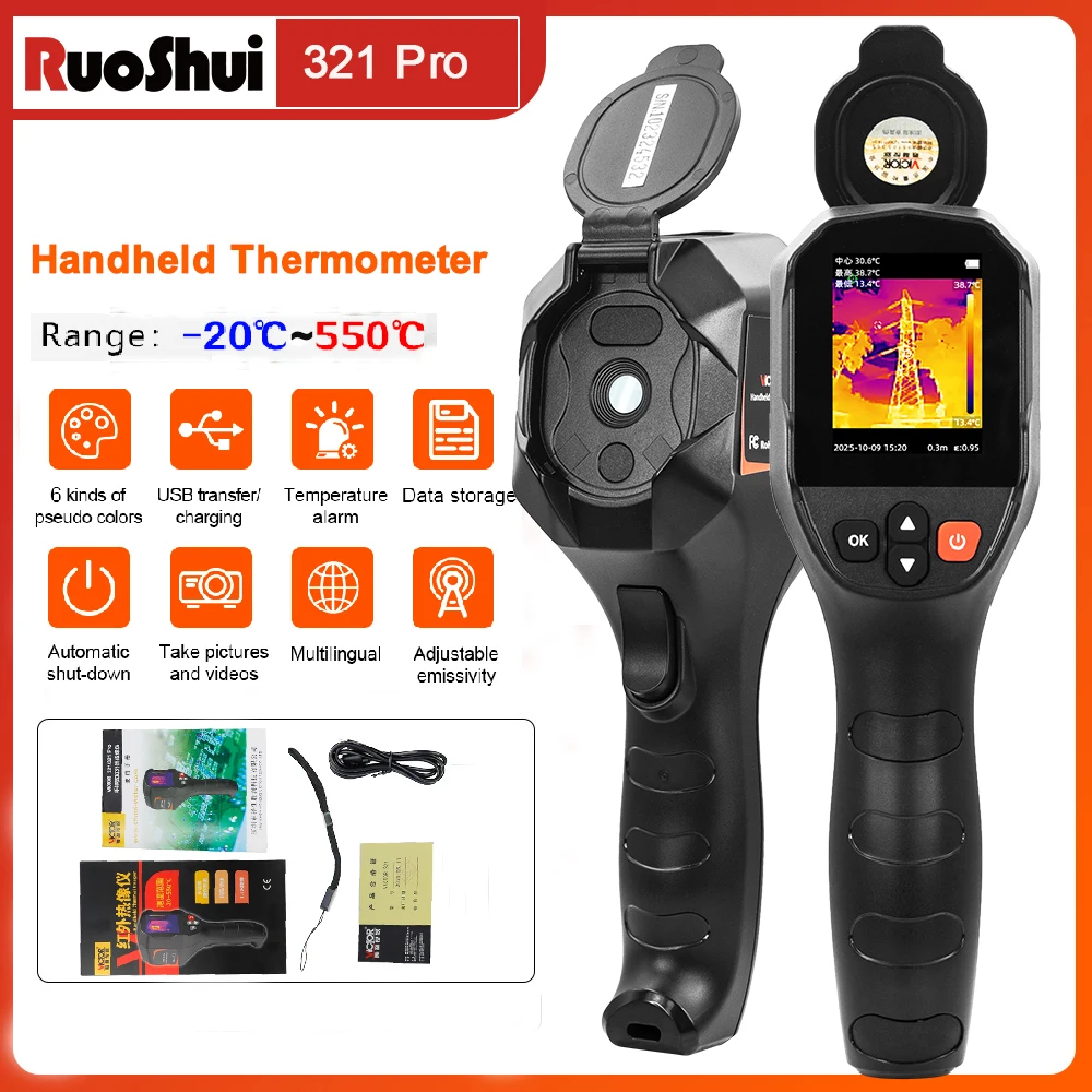 

VICTOR Thermal Camera,240 x 240 TISR Resolution,-20 to 550℃,25Hz Infrared Camera Temp Alarm, 50°FOV Handheld Thermal Img Camera