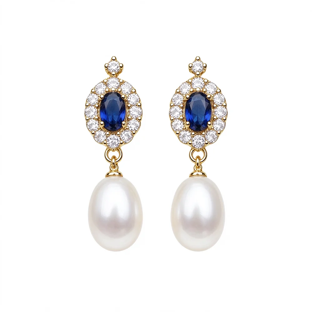 New Fresh Water Natural Pearl Stud Earrings For Woman,Romantic Hanging Pearl Earring Jewlery Wife Mother Gift White Black