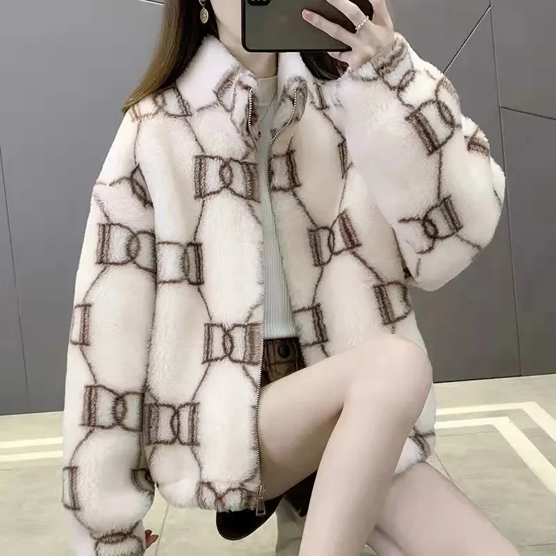 

Sheep Shearing Jacket Women's 2022 New Korean Version Outer Wear Winter Loose All-Match Plus Cotton Thick Lamb Wool Tide Jacket