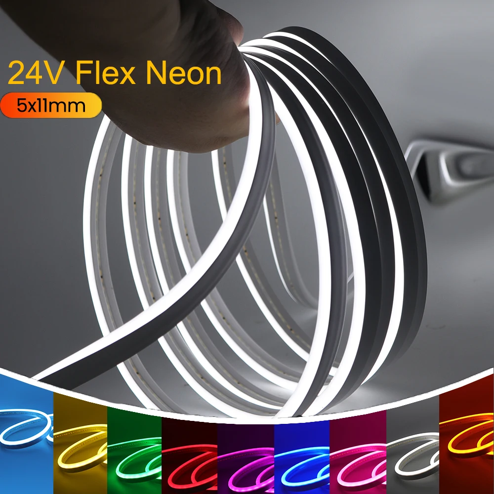 

24V Led Neon Strip Lights 2835 Flex Tape IP67 Waterproof Rope Silicon Tube Bar 5mm x 11mm DIY Holiday Decoration Light 10m 20m