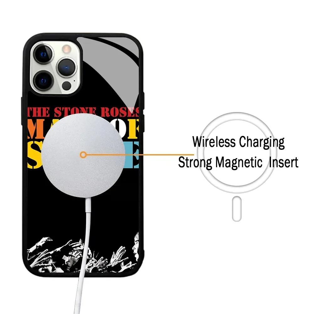 The Stone-R-Roses Phone Case Strong Magnetic For IPhone 15 14 13 Pro Max 11 12 Mini Mirror For Magsafe Wireless Charging Cover