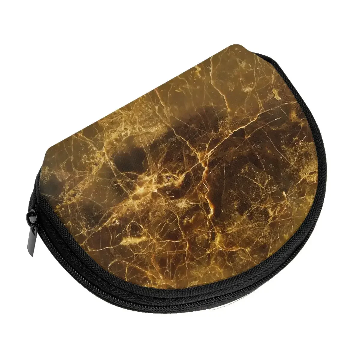 Brown Marble 3D Printing Coin Purse Ladies Shopping Portable Silver  Bag Travel Mini Credit Card ID   Gift