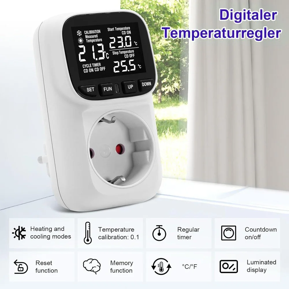 

Digital Temperature Controller Socket 230 V with Sensor for Precise Temperature Control in Various Applications