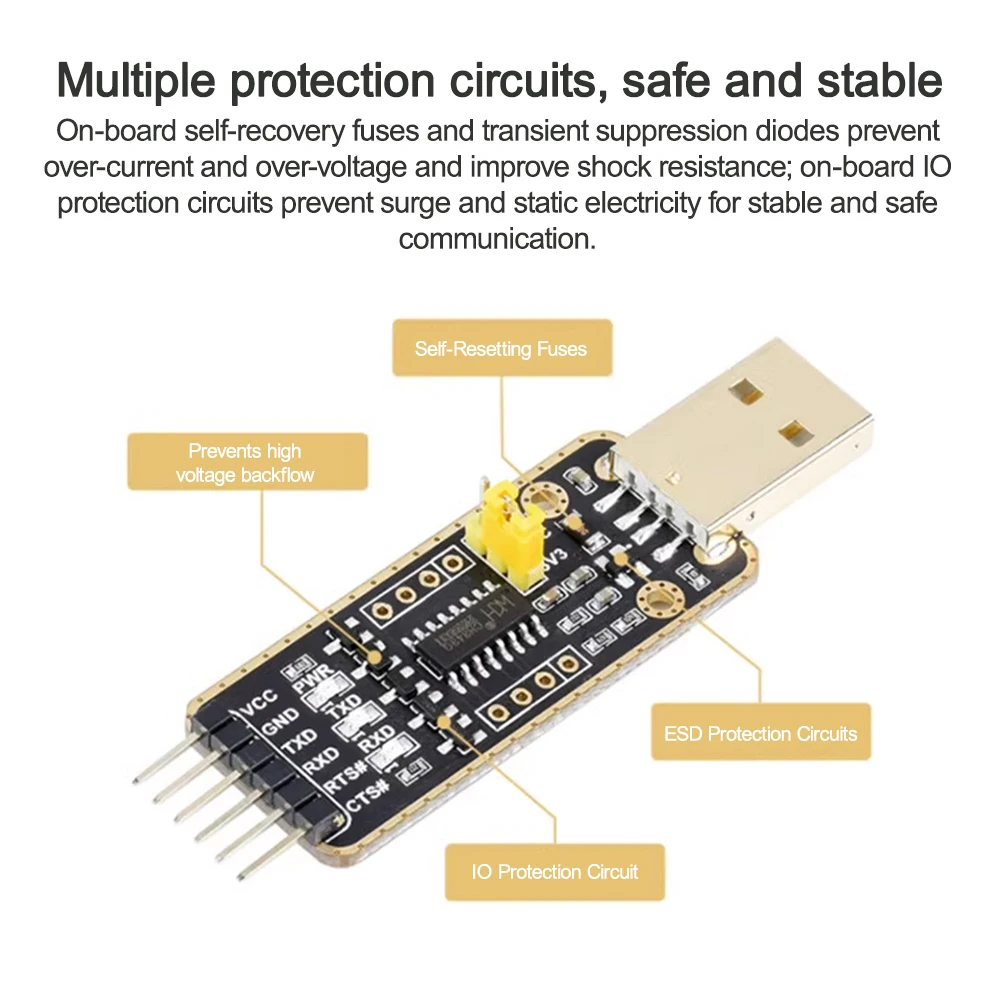 USB to Uart TTL Adapter CH343G Chip 6MBPS Overvoltage Protection Anti Static 6Pn Serial Converter Module for Win7/8/10/11