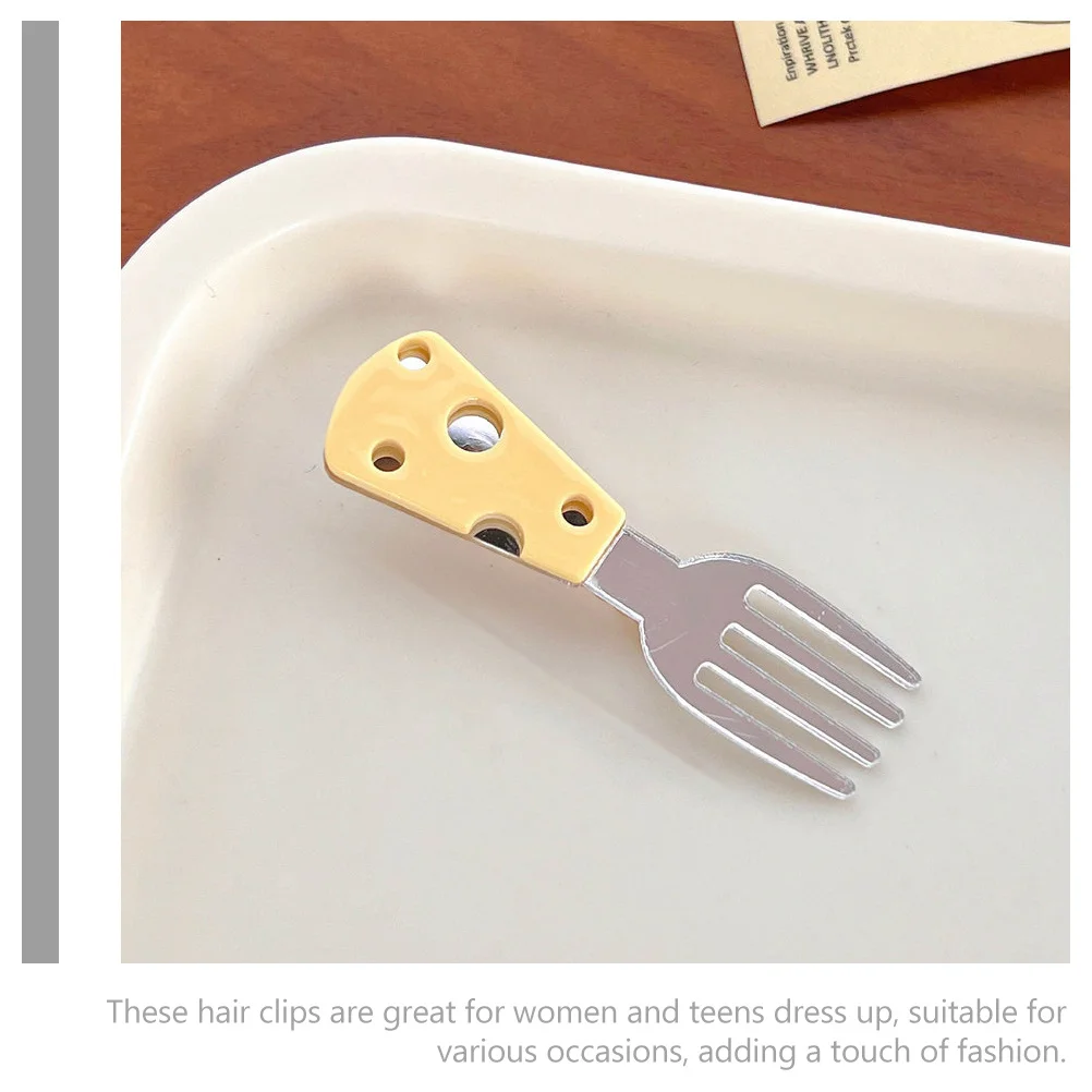 

6Pcs Cute Hair Clips Spoon Shape Accessories for Women Styling Decorative Kitchen Utensils Style Small Barrettes