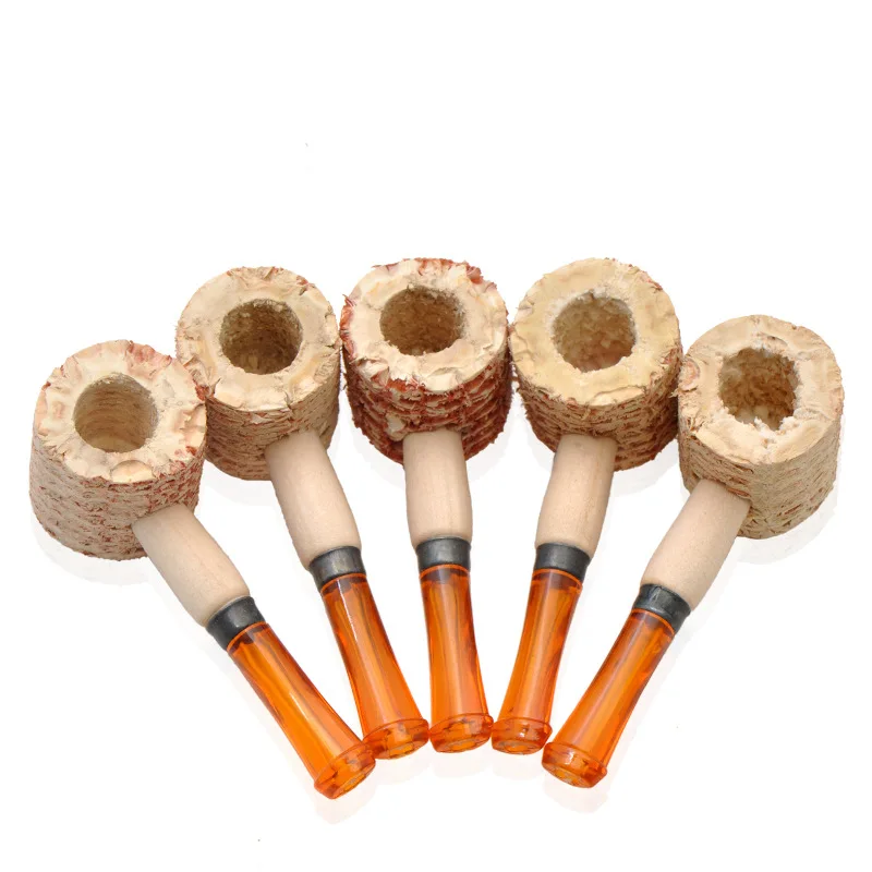 5pcs/lot Mini Stranight Style Smok Pipe Corn Cob Pipe With Acrylic Mouthpiece Wooden Smoking Pipe Tobacco