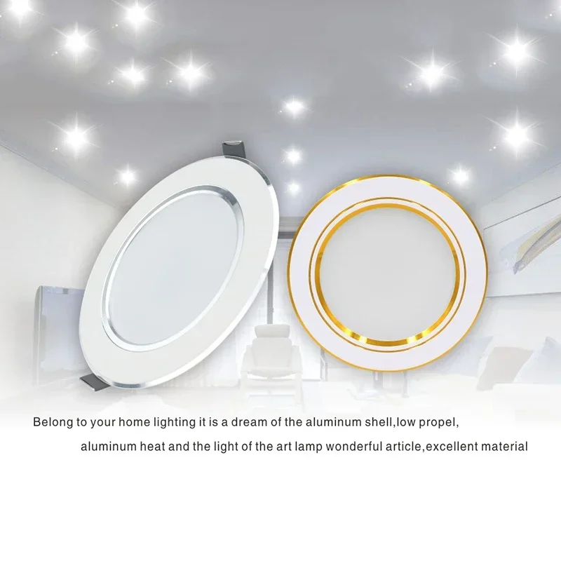 

220V LED Downlight Spotlight Tri-color Dimmable 5W 7W 9W 12W 15W Recessed Downlight Ceiling Light Wall Light Cool White Bulb